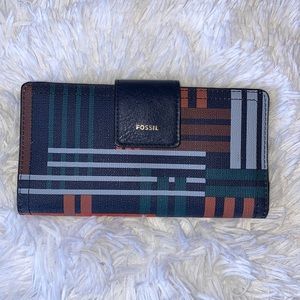 Fossil Multicolored Slim Bifold Striped Wallet